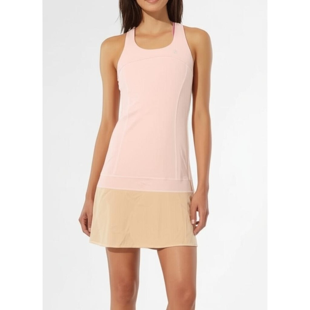 Lululemon Athletica Pink Tan Tennis Dress Racerback Built-in Shorts Athleisure 4